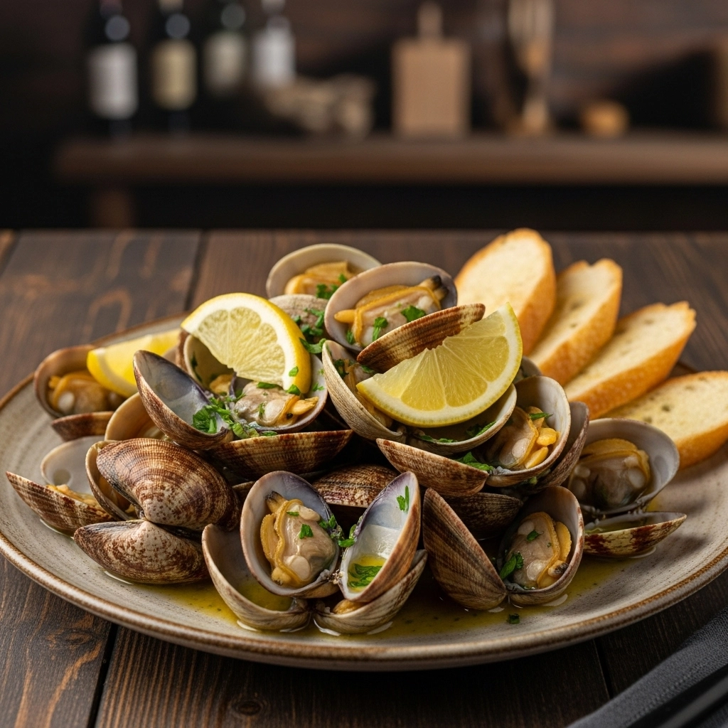 Almejas del Pacífico salteadas al limón y ajo