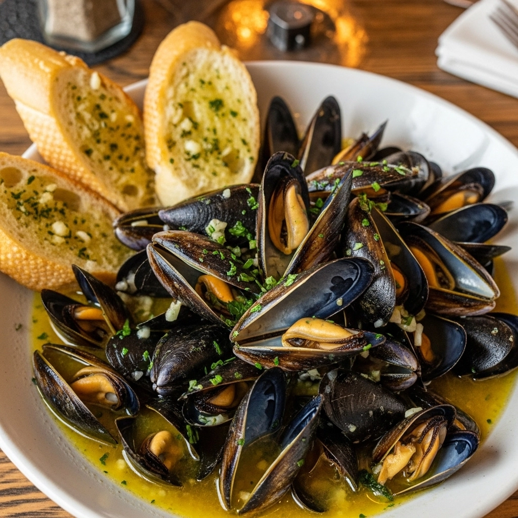 Mejillones Capitán al vino blanco-ajo y mantequilla